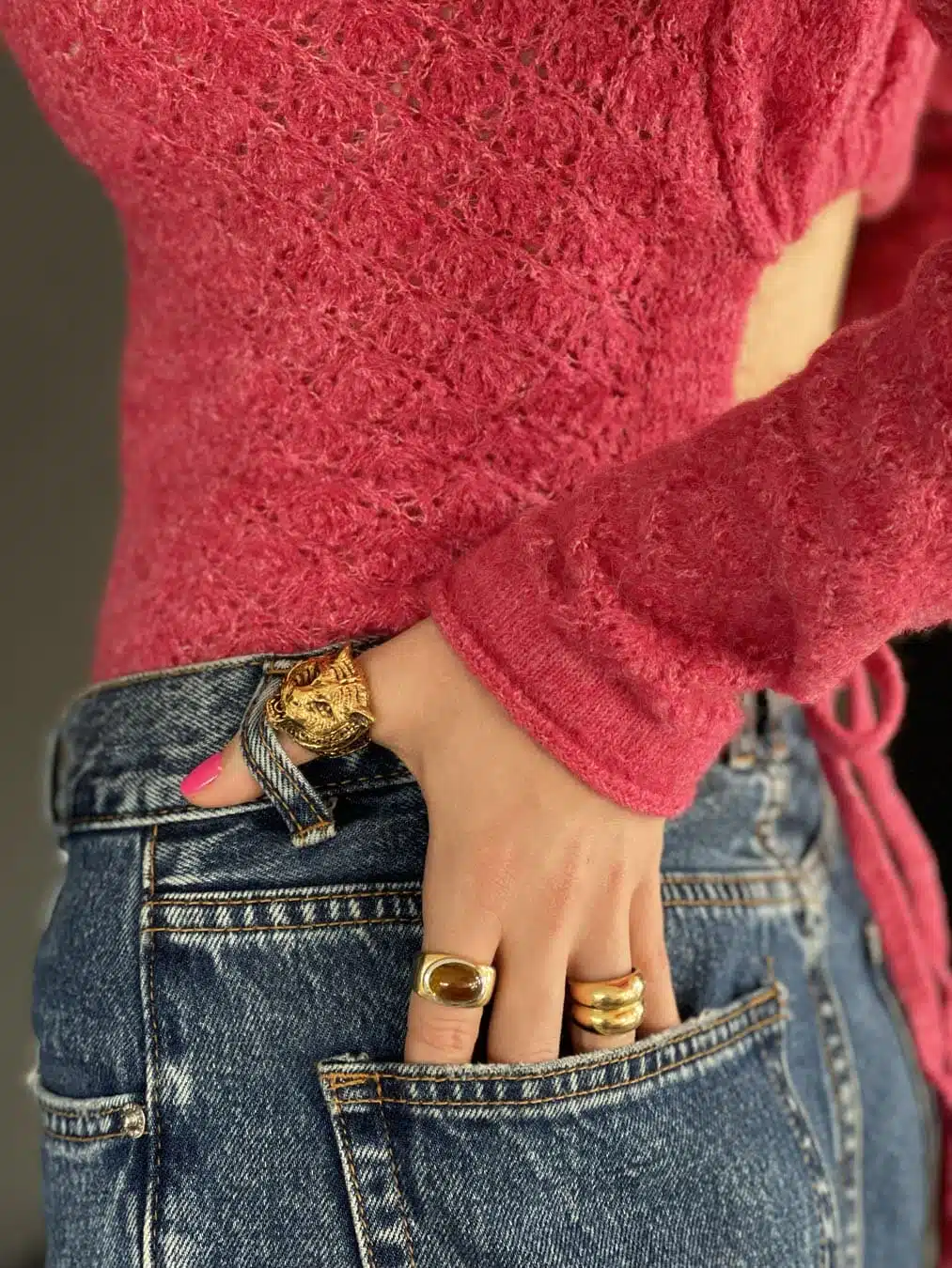 B11V8 Ring GUCCI Panther vergoldetes Metall